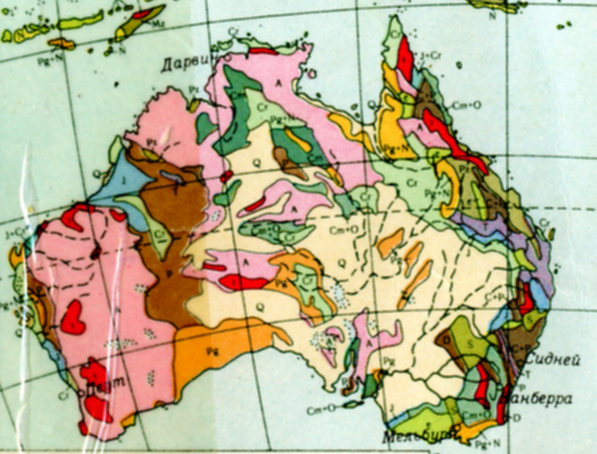 Геологическое строение австралии карта